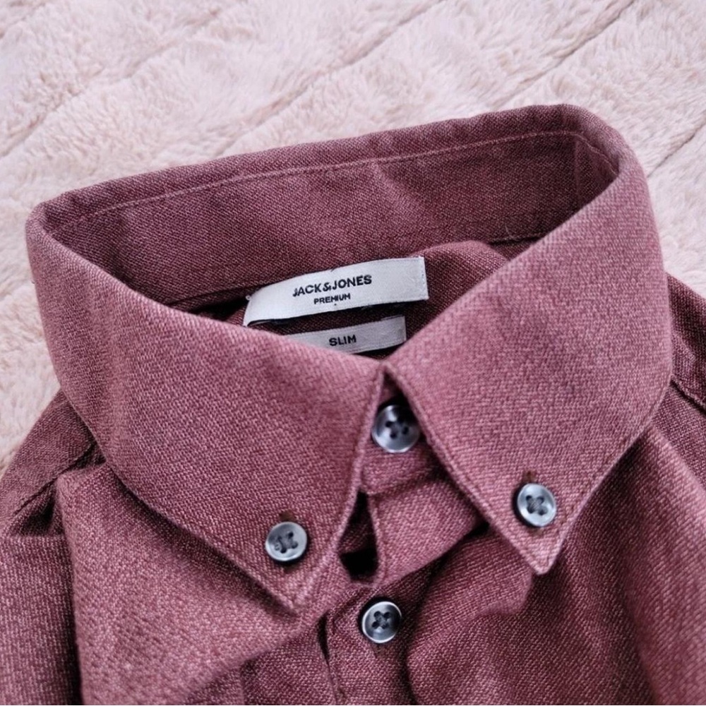 Jack & Jones Casual Burgandy Tone Button Down Shirt M - Picture 3 of 3